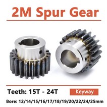 스퍼기어 스텝 키웨이 보어 스퍼 2 M 모터 기어 OD 45 탄소강 1 개 RC부품, 18.20 Teeth - 15mm  (keyway 5)