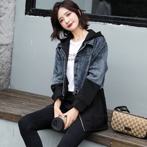 데님재킷코디 패치워크 여성 하프기장 봄가을 와이드 루즈핏 캐쥬얼 트렌치코트 2083354302