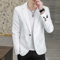 남성 슬림핏 정장자켓 봄 가을 캐주얼 줄무늬 패턴 재킷