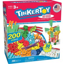 TINKERTOY 30 모델 200 피스 슈퍼 빌딩 세트 - 및 용 유치원 학습 교육용 교구