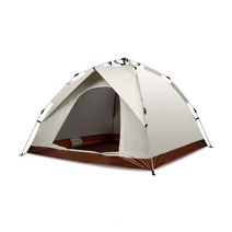 원터치 자동 텐트 2-4인용 6인용가능 야외 방수 텐트, 캠핑 텐트 + 방수돗자리, 실버 2-3인용 출입문 2