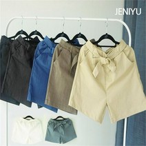 제니유 마쉬 면 마 린넨 4부 밴딩 여성반바지 9color + 벨트