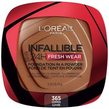 로레알 파리 메이크업 Infallible Fresh Wear 파운데이션 파우더 포함 최대 60.9 ml(24 H) 지속 30.8 ml(125 Ivory Buff 0.31 F, 0.31 Ounce (Pack of 1), 365 Copper