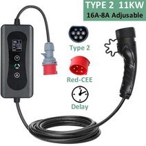 차량용 EVSE 휴대용 전기 자동차 충전기 3 상 고속 충전 16A 타입 2 5M 케이블 11KW, 16A 3P 11KW Black_CHINA | Type