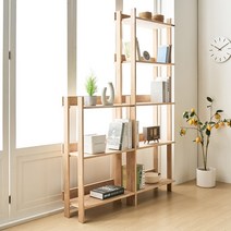 아르떼온 매직업 3단 5단 원목 / 연결 책장 / 확장형 책상 / 고무나무 마호가니원목 / 장식장 선반 / 국내제작 완제품, 5단책장, 내추럴(마호가니)