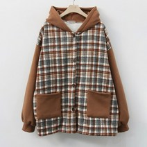 위쉬몰 / 아이우먼 체크배색양털후디자켓 POK686M212 빅사이즈