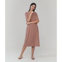 세컨스킨 모달 5부 소매 허리 스마킹 롱원피스 NCWSD2100