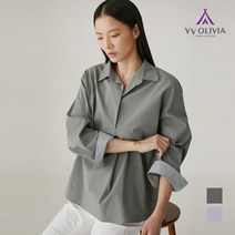 올리비아로렌 아울렛 이월 여름 면스판 백스트링 셔츠 블라우스 VVCNLXM4181