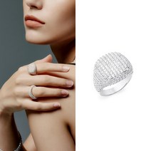레인드랍 파베 시그넷 쿠션 반지 [S925]
