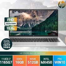 HP 프로북 450 G8 i7-1165G7 게임 그래픽 디자인 업무용 주식 사무용 가성비 노트북, 1A888AV, WIN10 Pro, 16GB, 512GB, 코어i7, 그레이