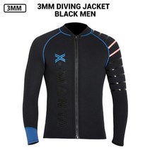잠수복 오서너슈트 스킨스쿠버슈트 다이빙슈트 다이브복 네오프렌 3MM 남성 잠수복 재킷 서핑 바지 스노클링 스쿠버 다이빙 수중 낚시 스피어피싱 옷 카이트서핑 장비, L, CHINA, WS184 BK Jacket Men
