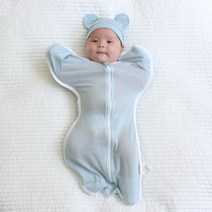 메르베 신생아 베이직 롱 스와들 바디슈트 속싸개 베이비블루