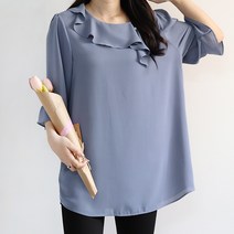 쁘니걸 진주쥬디반팔 빅사이즈 여성의류 블라우스 러블리 반소매셔츠 프릴셔링 쉬폰 여름 진주프릴넥 여성스런 (55~120)