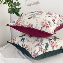 마이룸엔 올리비아 플라워 꽃무늬 고급 면 방석 쿠션 커버 50x50cm, 올리비아 방석 (커버+솜)_와인