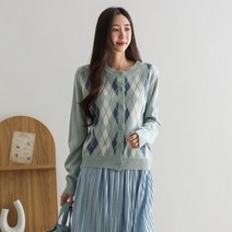 [제이나나] 레본 아가일 니트 가디건