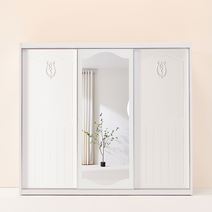 레오가구 화이트 쉐비 거울 슬라이딩장롱 3통 (3통구성), 이불장, 이불장, 옷봉장