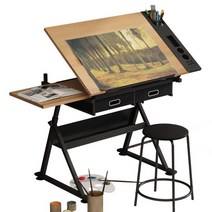 드로잉 테이블 각도조절 작업대 도면 책상 이젤 미술생 화판 도면거치대, 05-(왼쪽 서브보드) 글라스형 책