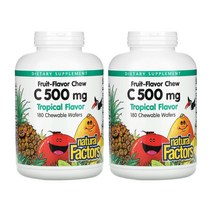 내추럴팩터스 비타민C 500mg 메가도스 트로피컬 180츄어블 웨이퍼 2개 헤스페리딘 로즈힙 루틴 아스코르브산 시트르산 만다린 감초뿌리, 1개, 기본