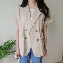 몽글리다 스판 린넨 반팔 루즈핏 더블 자켓 2color