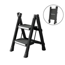 Mandar 가정용 경량 사다리 2단/3단 접이식 사다리 미니 사다리 블랙, 블랙 2사다리
