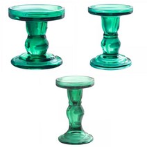 GHSHOP 3pcs 유리 캔들 홀더 촛대 테이블 웨딩 파티 장식 공예, 녹색