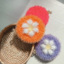 초미공방 2겹 골드링 꽃호빵수세미 핸드메이드, 1개, 3개