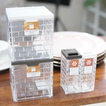 투명한 일본 사각 양념통 다용도양념통 조미료통 용기, 1개, 대/브라운