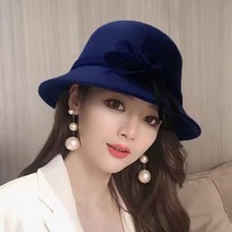 중절모자 정장모자 가을 겨울 페도라 여성 모자 우아한 빈티지 bowknot 양모 여성 모자 돔 펠트 웨딩 교회 재즈 캡 여성 파나마 모자