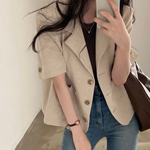 여자 여름 반팔 린넨 자켓