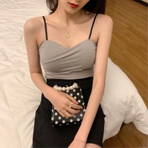 슬림핏 X꼬임 캡내장 드레이쉬 골지나시탑 여성런닝복