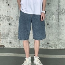 1컬러 7부 바지 데님 팬츠 루즈핏 청바지 남자