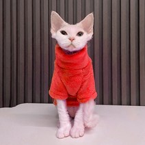 고양이전용옷 실내복 조끼 스웨터 두툼한 고양이 의상 겨울용 따뜻한 털이 없는 풀오버 애완동물 스핑크, 07 red_02 1.5-2KG