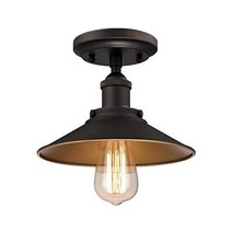 Westinghouse Lighting 6336000 Louis 원 라이트 실내 세미 플러시 천장 고정 장치 오일 러빙 마감 및 메탈릭 브론즈 내부 레드