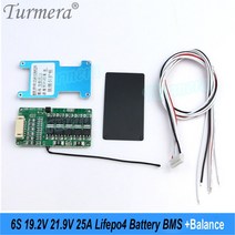 Turmera 6S 25A Balance BMS 19.2V 21.9V Lifepo4 배터리 보호 보드 PTC 사용 18650 26650 32700 33140