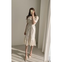 브라이덜샤워 브이넥 반팔 레이스 머메이드 돌잔치 예복 엄마 빅사이즈 원피스 프롬퓨리티