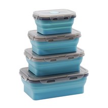 Silicone Lunch Box Foldable Microwave Oven Bento Lunchbox Kitchen Home School Food Storage Container, 1200ml