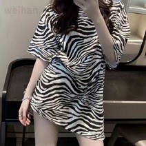 weihan여성 오버핏 빅사이즈 호피무늬 반팔 티셔츠 호피 얼룩 박스티 반소매