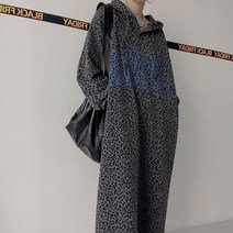 편한 호피 레오파드 후드 원피스 등하원룩 라운지룩 루즈핏