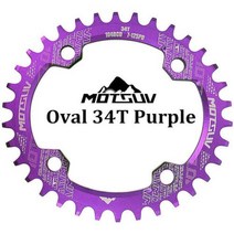 MOTSUV 자전거 크랭크 104BCD 32T34T36T38T 타원형 체인링 좁은 와이드 MTB 체인휠 서클 크랭크셋 플레이트 부품, Purple Oval 34T