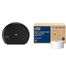 Tork 미니 점보 화장지 롤 디스펜서 블랙 T2 모던룩 입면 디자인 555028A, Bundle