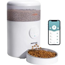 WOPET 자동 고양이 사료 디스펜서 앱 컨트롤이 있는 WiFi 강아지 피더 스테인리스, White