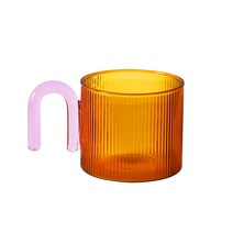 고급막걸리다채로운 핸들 리플 커피 컵 내열성 유리 머그잔 우유 차 사무실 Drinkware 생일 선물, 05 Amber