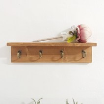 우드 원목 현관 카페 펜션 인테리어 미니 선반 벽걸이 행거 다용도 소품 모자 열쇠 키걸이, 소, 01)피스형