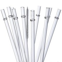 ALINK 26.7cm(10.5인치) 트라이탄 투명 하드 플라스틱 빨대 887.2ml(30온스) 텀블러 메이슨 자용 긴 재사용 가능한 음료 클리닝 브러시 포함 10개 세트 - 식기, Clear - 11pcs