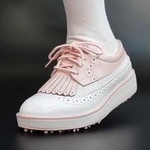 국산 여성 클래식 테슬 골프화 4cm 가죽 스파이크리스 윙팁 클리퍼 슈즈 화이트