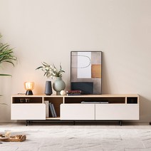 [에몬스홈] 피노 중앙 거실장 2000, 색상:크림화이트+오크콤비