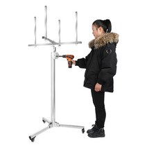 석고보드 수동 리프트 씰링 천장 드릴 보조 리프팅, 스테인레스 스틸 손전등 이중 사용 3.2m, 1개