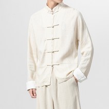 봄가을 중국식 복장 남자 숄더 퍼프 슬리브 긴소매 셔츠 공연복 청년 룩 강건한 사나이 차이나 티 유니폼 중국전통의상