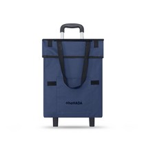 더하다 접이식 패브릭 장바구니 휴대용 캐리어 쇼핑카트, 네이비, 1개
