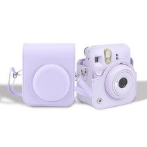 Gugxiom 후지 체키 필름 미니 12 케이스 카메라 케이스 PU 가죽 어깨끈 커버 가방 (수국 블루), Iris Purple